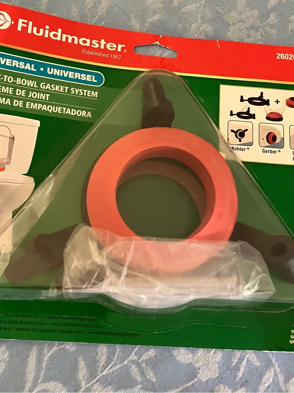 Universal Toilet Tank-to-Bowl Gasket System - Orange